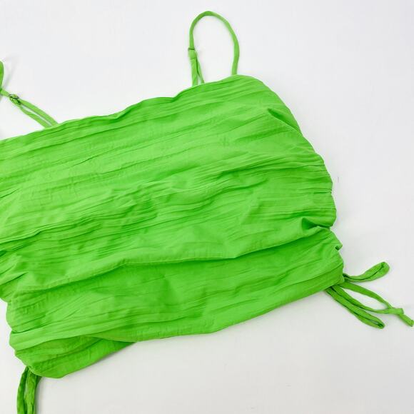 Urban Outfitters M green pleated drawstring sides crop top - Picture 1 of 5
